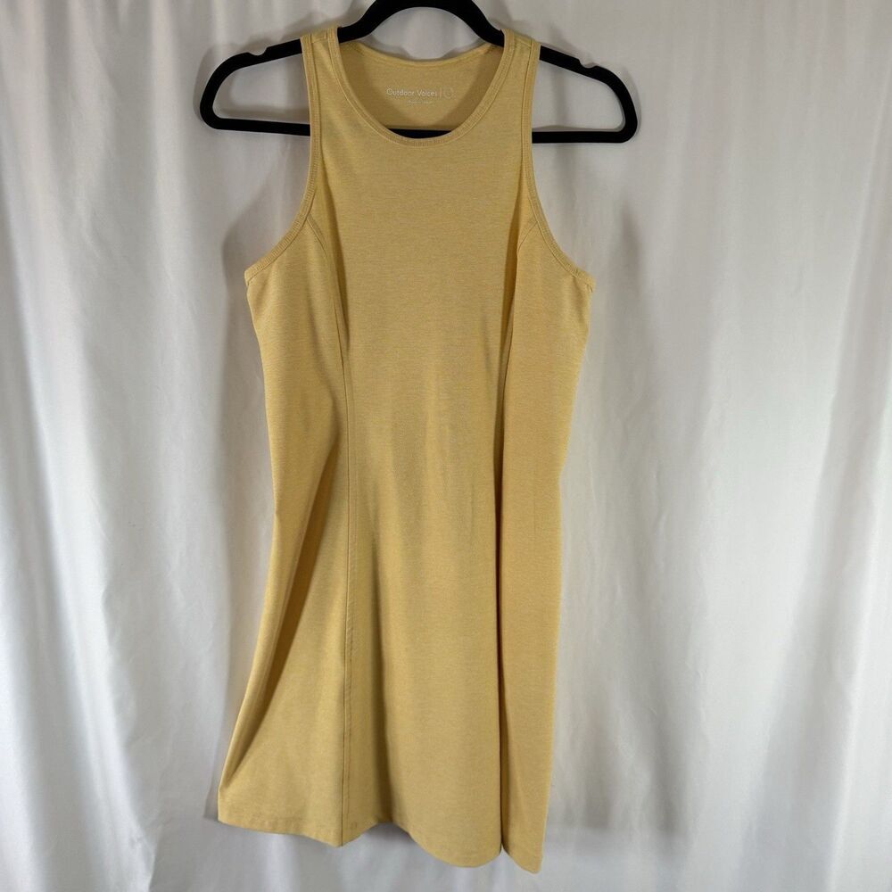 Outdoor Voices Dress Women's Large Yellow Striped Sleeveless Round Neck Pullover